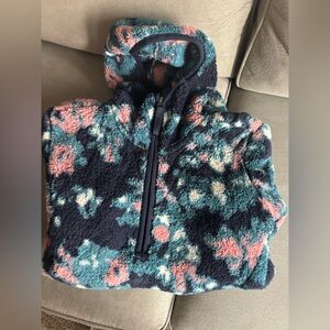 The North Face Plush Sherpa Zip Hoodie in Teal, Navy & Coral